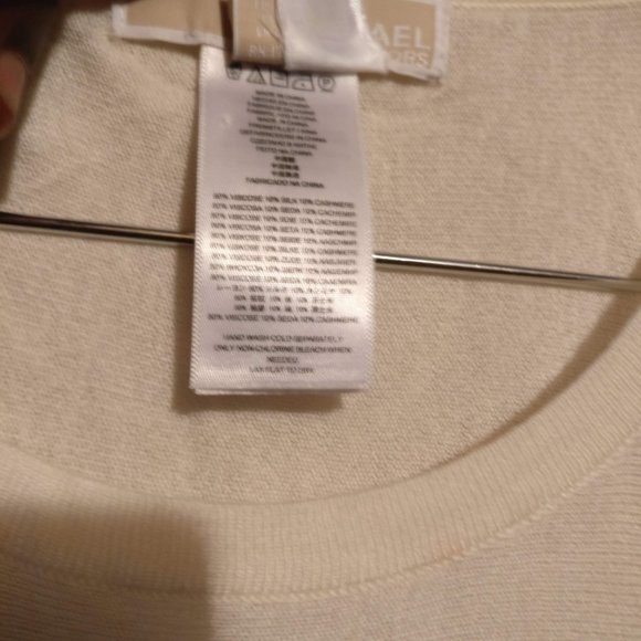 Designer MICHEAL KORS Cream CASHMERE+SILK Cape Pullover Sweater S - Picture 7 of 8